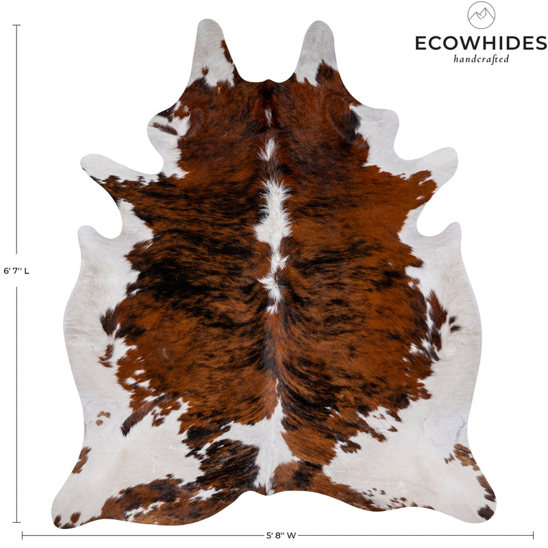 Tricolor Cowhide Rug Size 6'7'' L X 5'8'' W 5305 , Stain Resistant Fur | eCowhides