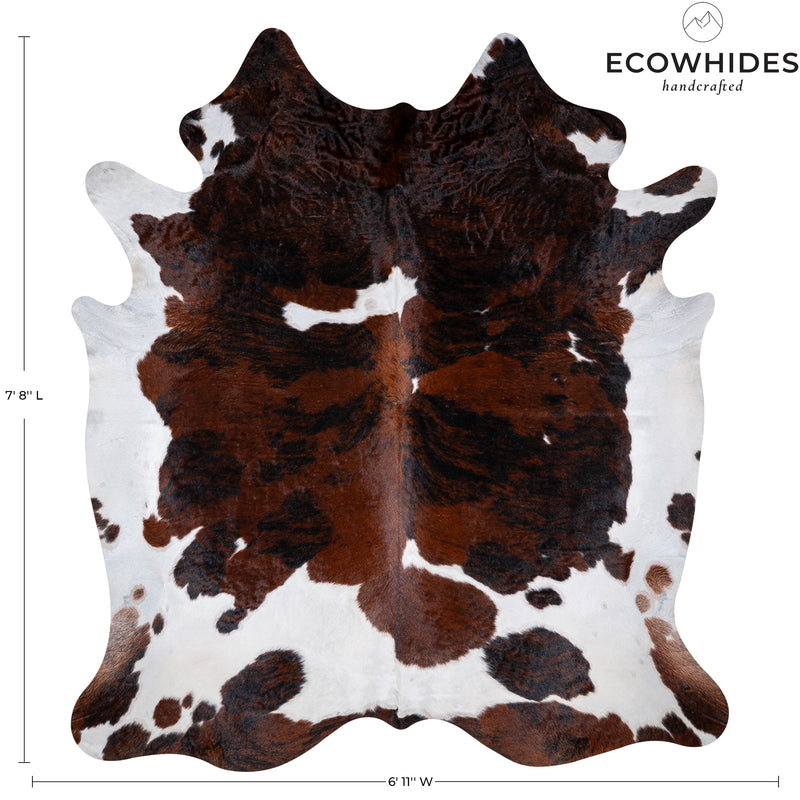 Tricolor Cowhide Rug Size 7'8'' L X 6'11'' W 5307 , Stain Resistant Fur | eCowhides