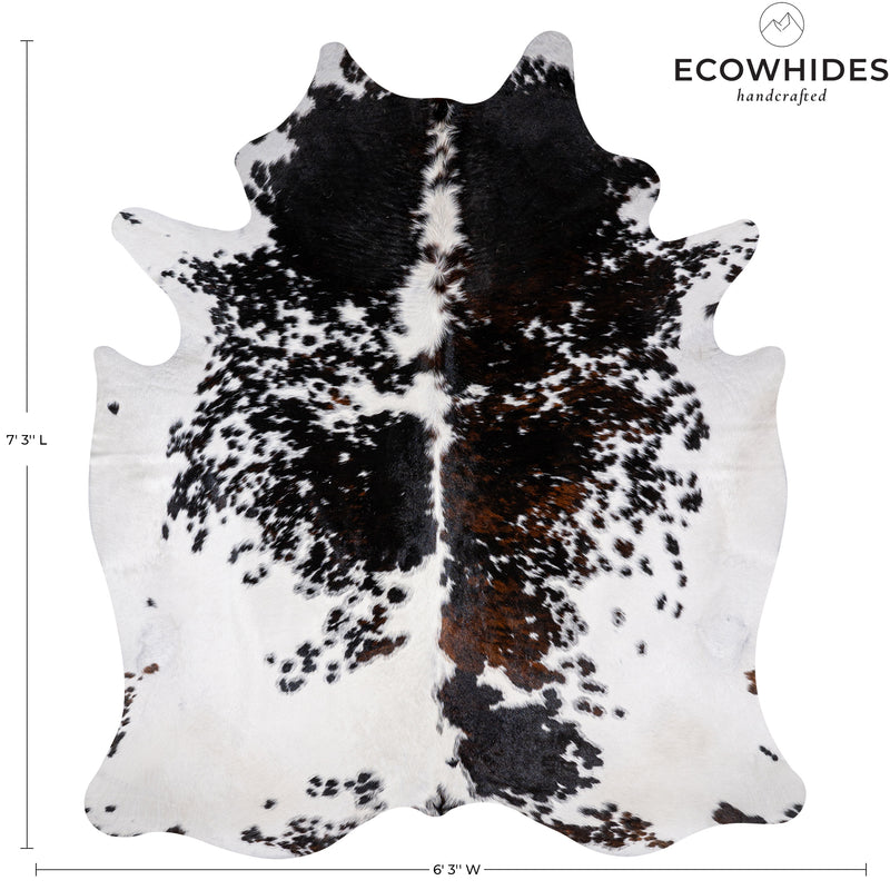 Dark Tricolor Cowhide Rug Size 7'3'' L X 6'3'' W 5312 , Stain Resistant Fur | eCowhides