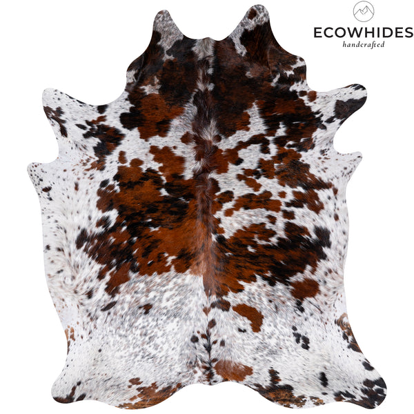 Tricolor Cowhide Rug Size 7'1'' L X 5'7'' W 5346 , Stain Resistant Fur | eCowhides