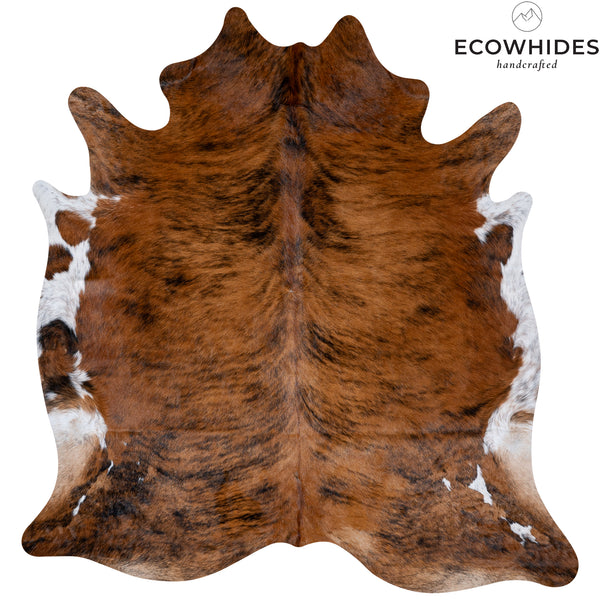 Brindle White Belly Cowhide Rug Size 6'9'' L X 6'6'' W 5353 , Stain Resistant Fur | eCowhides