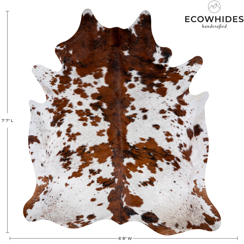 Tricolor Cowhide Rug Size 7'7'' L X 6'8'' W 5372 , Stain Resistant Fur | eCowhides