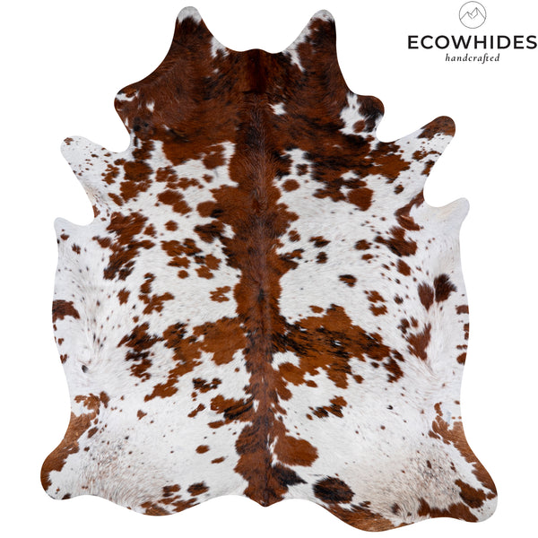 Tricolor Cowhide Rug Size 7'7'' L X 6'8'' W 5372 , Stain Resistant Fur | eCowhides