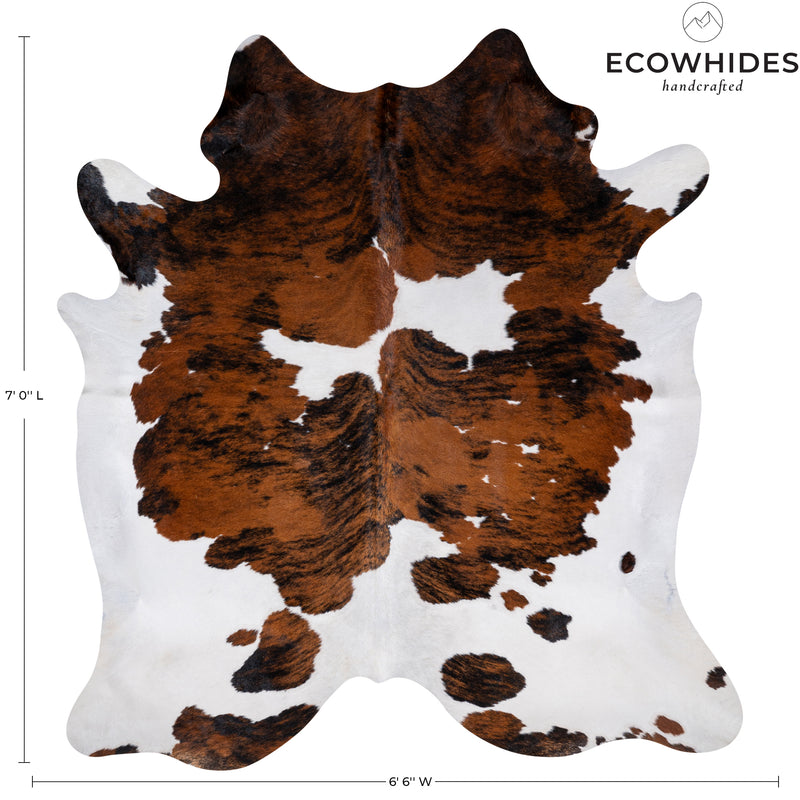 Tricolor Cowhide Rug Size 7'0' L X 6'6'' W 5395 , Stain Resistant Fur | eCowhides
