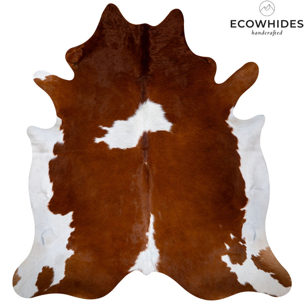 Brown and White Cowhide Rug Size  7'4" L x 6'9" W 5669