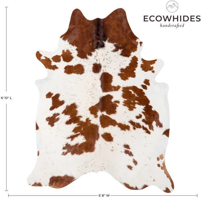 Brazilian Brown and White Cowhide Rug Size 6'10" L x 5'8" W 0590