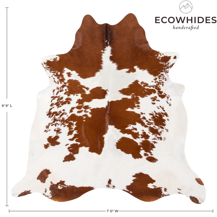 Brazilian Brown and White Cowhide Rug Size 6'9" L x 7'0" W 0606