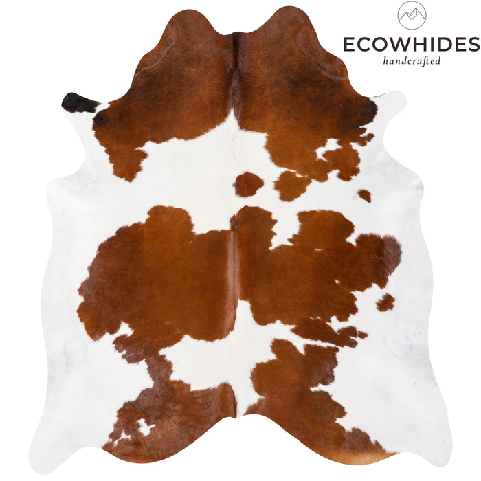 Brazilian Brown and White Cowhide Rug Size 7'1" L x 6'7" W 0613