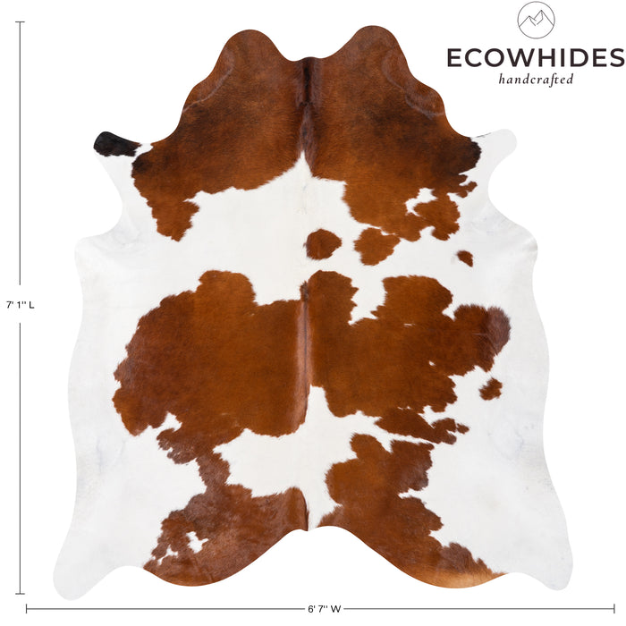 Brazilian Brown and White Cowhide Rug Size 7'1" L x 6'7" W 0613