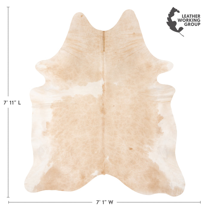 Brazilian Palomino and White Cowhide Rug Size 7'11" L x 7'1" W 0876