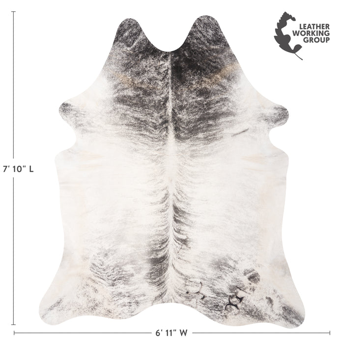 Brazilian Light Grey Brindle Cowhide Rug Size 7'10" L x 6'10" W 0892
