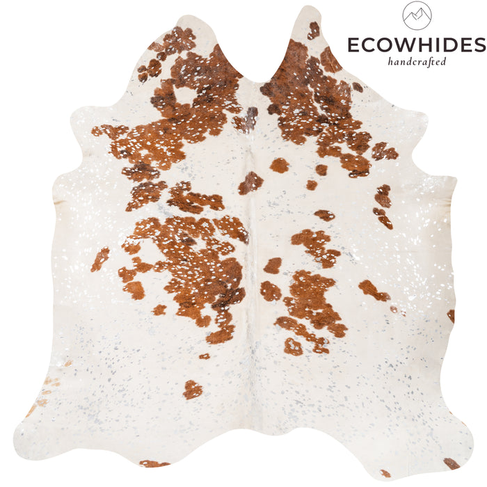 Brazilian Silver Metallic Cowhide Rug Size 7'4" L x 7'0" W 9057