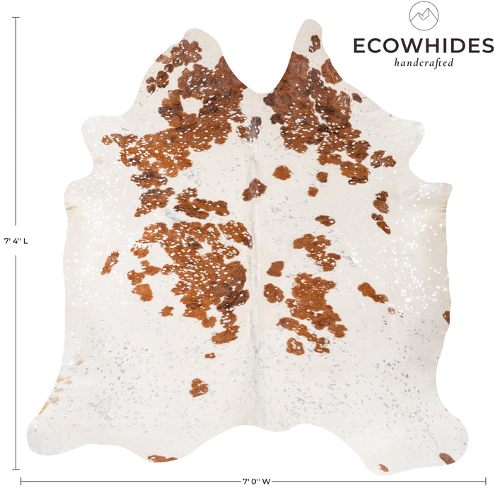 Brazilian Silver Metallic Cowhide Rug Size 7'4" L x 7'0" W 9057