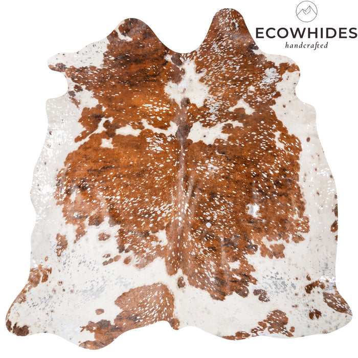 Brazilian Silver Metallic Cowhide Rug Size 7'6" L x 7'3" W 9070