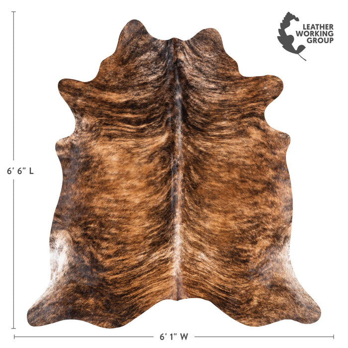 Brazilian Brindle Cowhide Rug Size 6'6" L x 6'1" W 1026