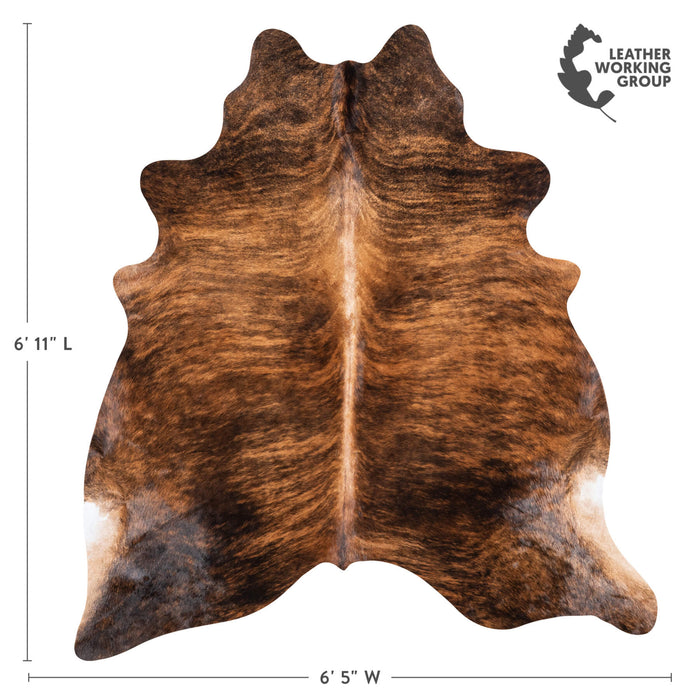 Brazilian Brindle Cowhide Rug Size 6'11" L x 6'5" W 1037