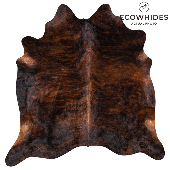 Brazilian Dark Brindle Cowhide Rug Size 6'4" L x 6'10" W 1077