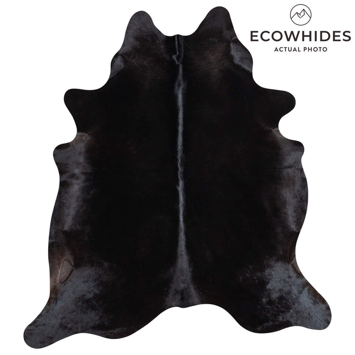 Brazilian Solid Black Cowhide Rug Size 7'1" L x 6'5" W 1080