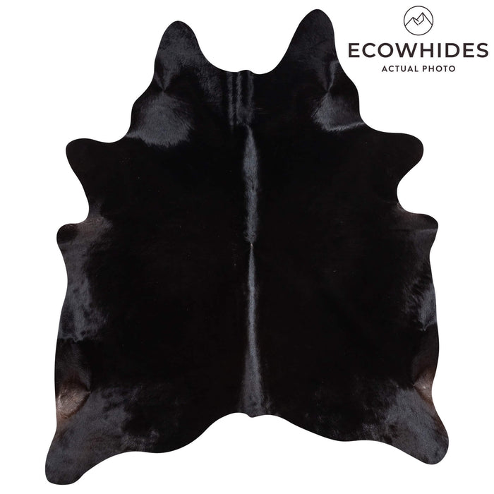 Brazilian Solid Black Cowhide Rug Size 6'8" L x 5'9" W 1081