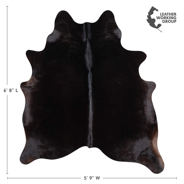 Brazilian Solid Black Cowhide Rug Size 6'8" L x 5'9" W 1082