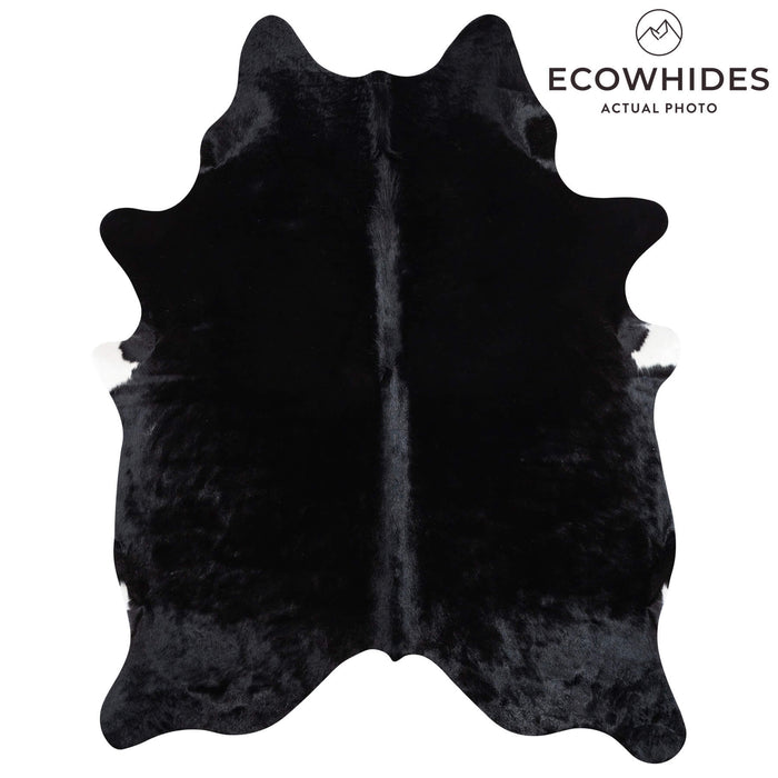Brazilian Solid Black Cowhide Rug Size 6'10" L x 5'4" W 1085