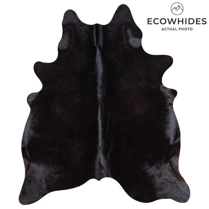 Brazilian Solid Black Cowhide Rug Size 6'8" L x 5'8" W 1086