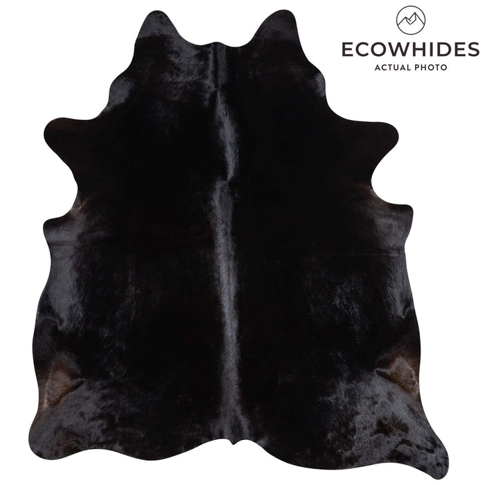 Brazilian Solid Black Cowhide Rug Size 6'10" L x 5'11" W 1089