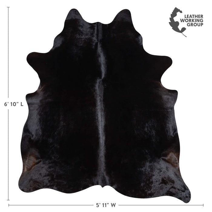 Brazilian Solid Black Cowhide Rug Size 6'10" L x 5'11" W 1089