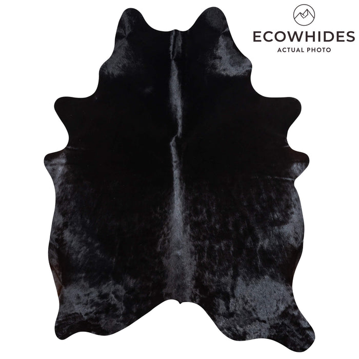 Brazilian Solid Black Cowhide Rug Size 7'1" L x 5'4" W 1090