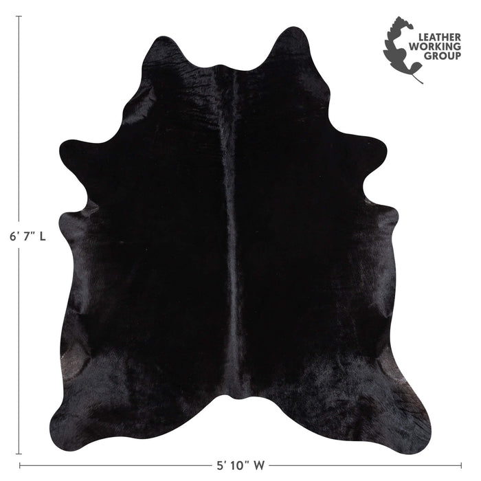 Brazilian Solid Black Cowhide Rug Size 6'7" L x 5'10" W 1097