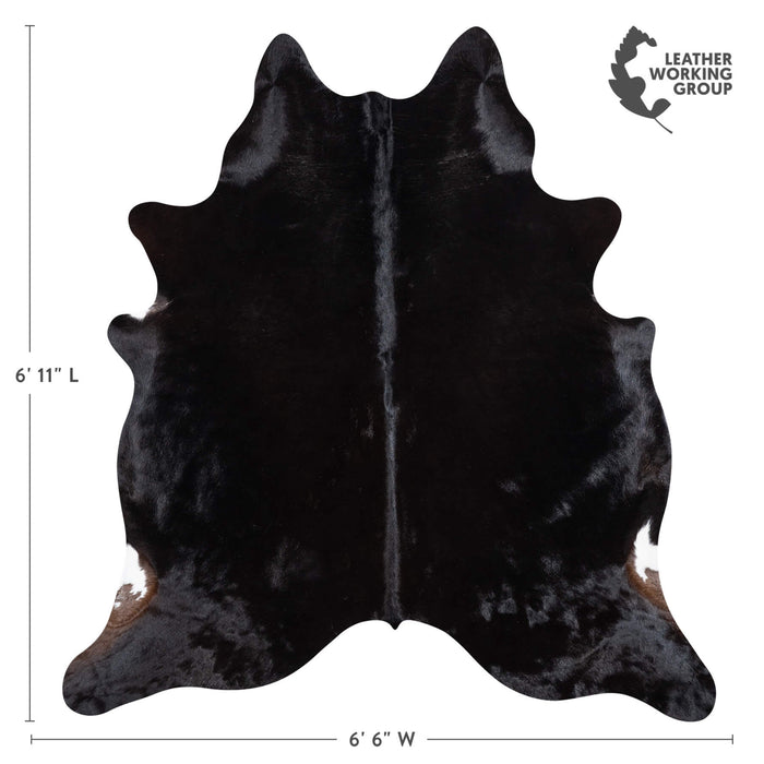 Brazilian Solid Black Cowhide Rug Size 6'11" L x 6'6" W 1099