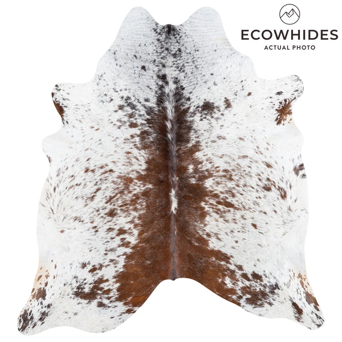Brazilian Chocolate and White Cowhide Rug Size 6'7" L x 6'1" W 1106