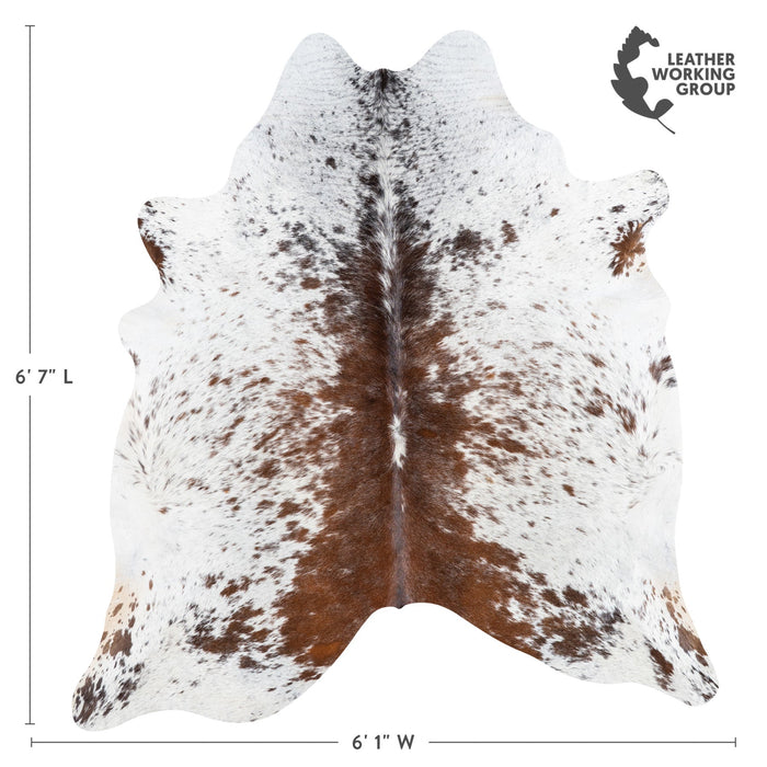 Brazilian Chocolate and White Cowhide Rug Size 6'7" L x 6'1" W 1106