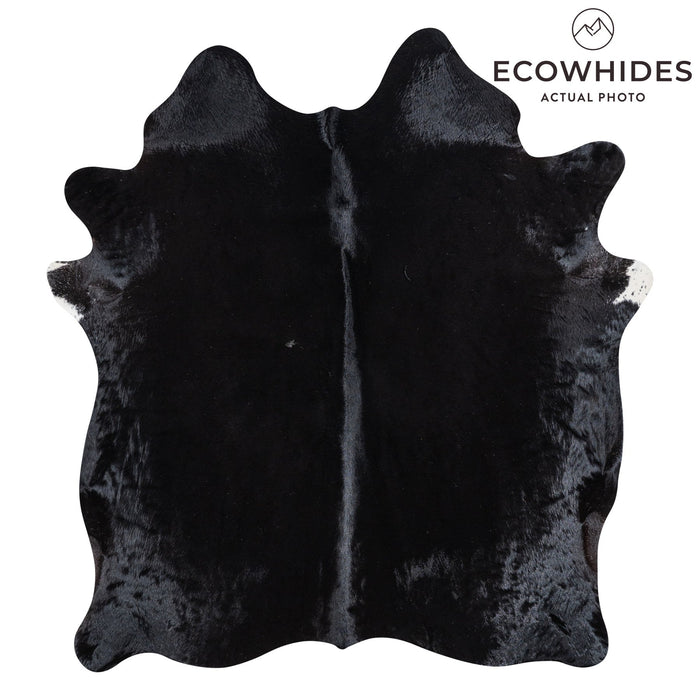 Brazilian Solid Black Cowhide Rug Size 6'1" L x 5'0" W 1109