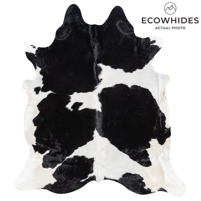 Brazilian Black and White Cowhide Rug Size 7'8" L x 6'9" W 1110