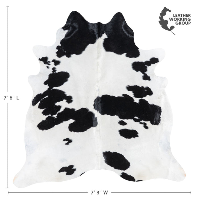 Brazilian Black and White Cowhide Rug Size 7'6" L x 7'3" W 1115