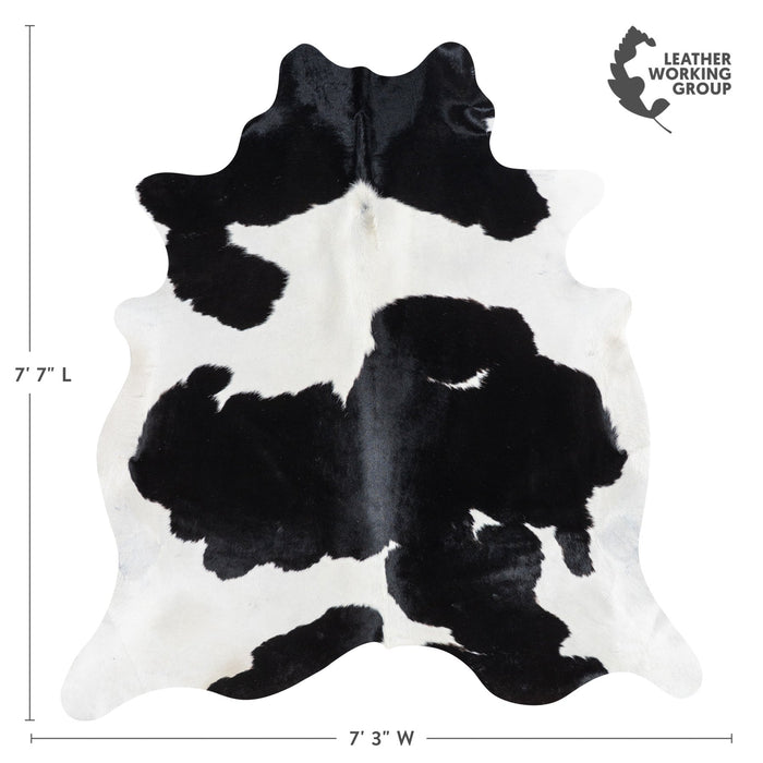 Brazilian Black and White Cowhide Rug Size 7'7" L x 7'3" W 1117