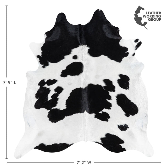 Brazilian Black and White Cowhide Rug Size 7'9" L x 7'2" W 1119