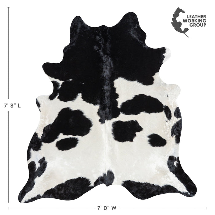 Brazilian Black and White Cowhide Rug Size 7'8" L x 7'0" W 1121