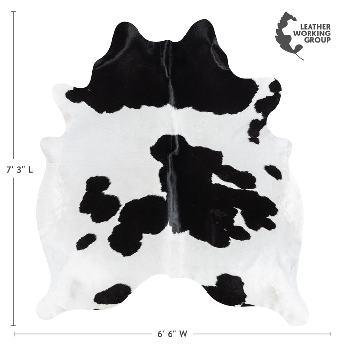Brazilian Black and White Cowhide Rug Size 7'3" L x 6'6" W 1123