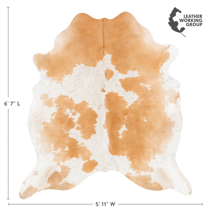 Brazilian Palomino and White Cowhide Rug Size 6'7" L x 5'11" W 1125