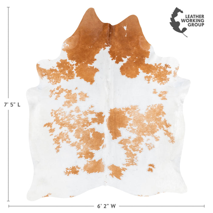 Brazilian Palomino and White Cowhide Rug Size 7'5" L x 6'2" W 1131