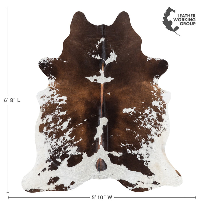 Brazilian Chocolate and White Cowhide Rug Size 6'8" L x 5'10" W 1139