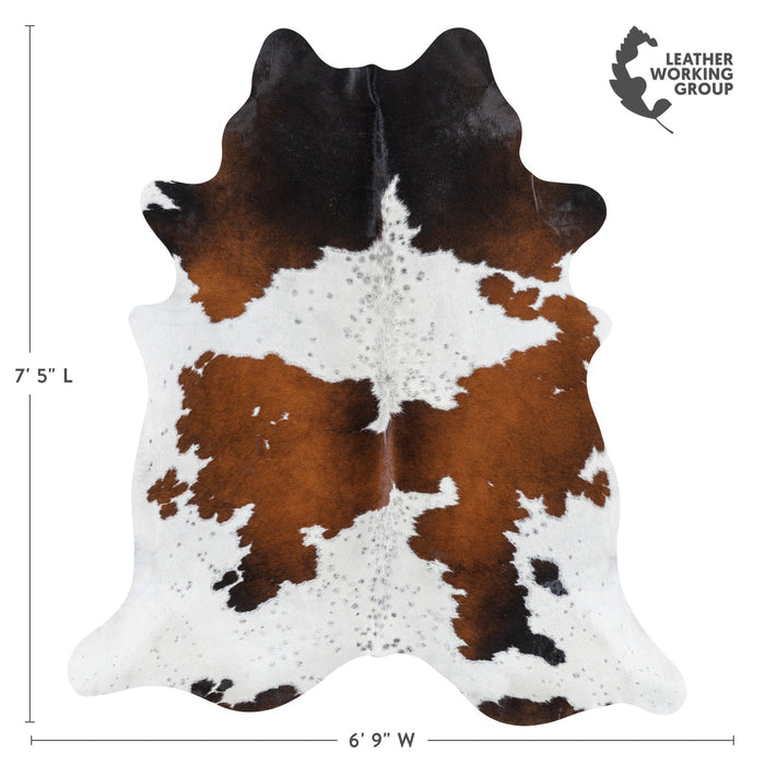 Brazilian Chocolate and White Cowhide Rug Size 7'5" L x 6'9" W 1144