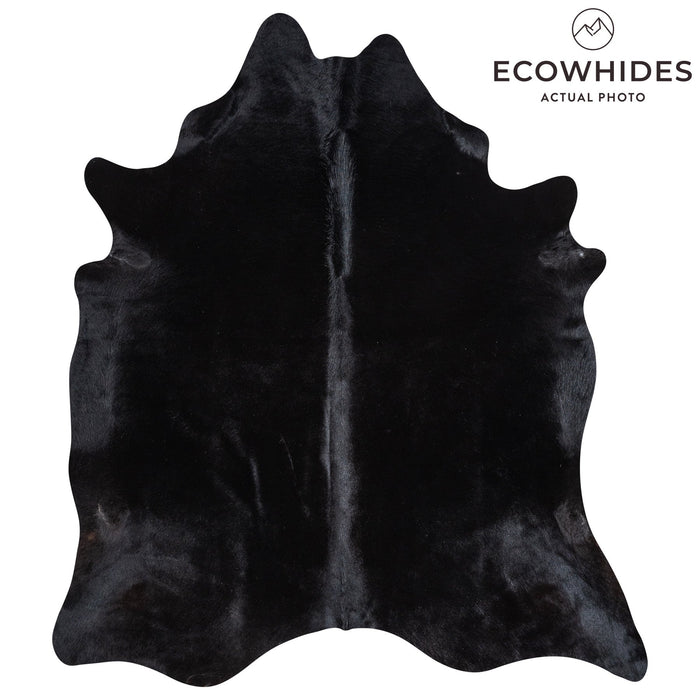 Brazilian Solid Black Cowhide Rug Size 7'2" L x 6'4" W 1161