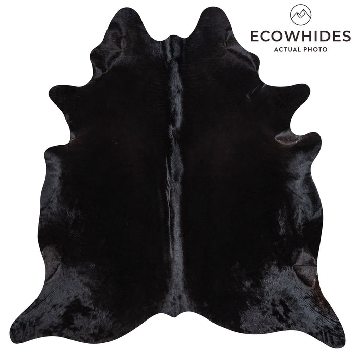 Brazilian Solid Black Cowhide Rug Size 6'11" L x 6'10" W 1162