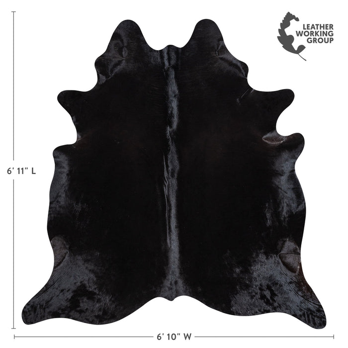Brazilian Solid Black Cowhide Rug Size 6'11" L x 6'10" W 1162
