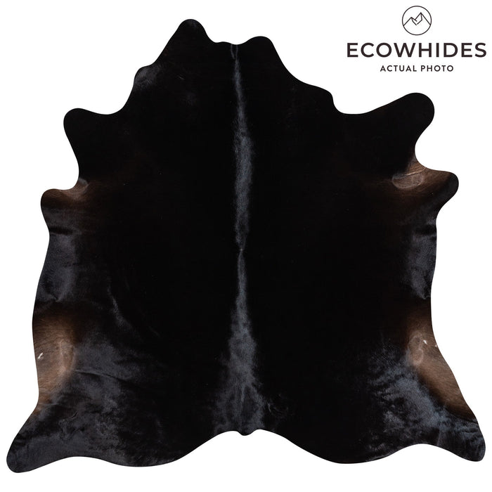 Brazilian Solid Black Cowhide Rug Size 6'9" L x 7'1" W 1163