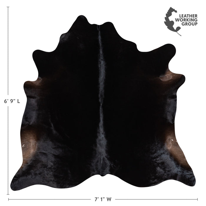 Brazilian Solid Black Cowhide Rug Size 6'9" L x 7'1" W 1163