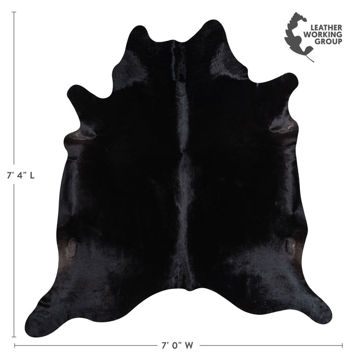 Brazilian Solid Black Cowhide Rug Size 7'4" L x 7'0" W 1164